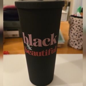 Black Tumbler with Pink Text
